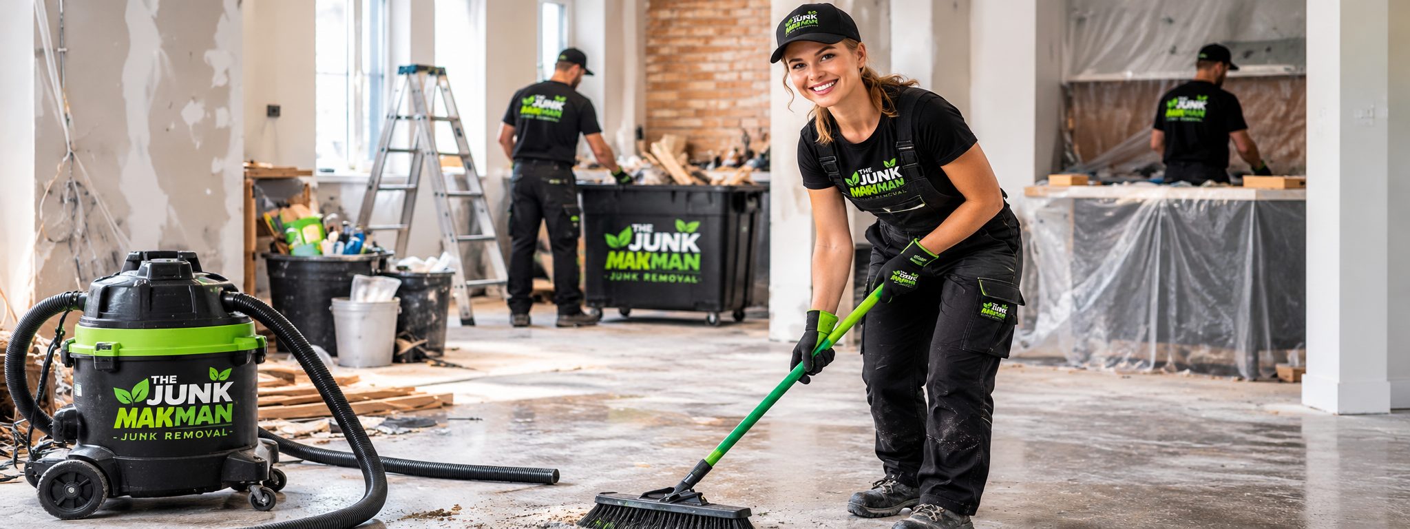 The Junk Man crew clearing and cleaning a commercial space in Calgary